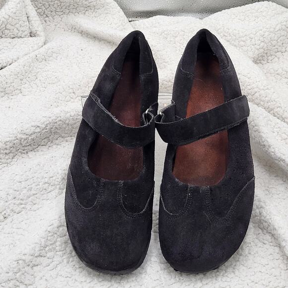 Footprints Birkenstock Pittsburgh Mary Jane Shoes Black Suede size EU 42 US 11.5 - Picture 2 of 7